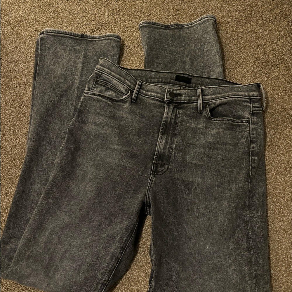 MOTHER Women’s Dark Gray Straight Jeans High Waisted Runway